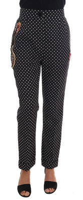 Dolce & Gabbana Black Polka Dot Sicily Crystal Pants - IT42|M - Trousers
