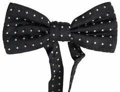 Dolce & Gabbana Black Polka Dot Silk Adjustable Men Neck Papillon Bow Tie - Neckties