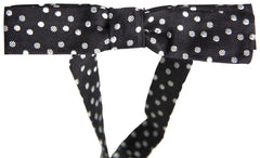 Dolce & Gabbana Black Polka Dot Silk Adjustable Men Neck Papillon Bow Tie - Neckties