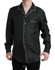 Dolce & Gabbana Black Polka Dot Silk Long Sleeve Shirt - Shirts