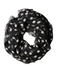 Dolce & Gabbana Black Polka Dot Silk Neck Wrap Shawl 205cm x 137cm Scarf