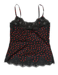 Dolce & Gabbana Black Polka dot Silk Tank Camisole Top Sleepwear - IT4 | L