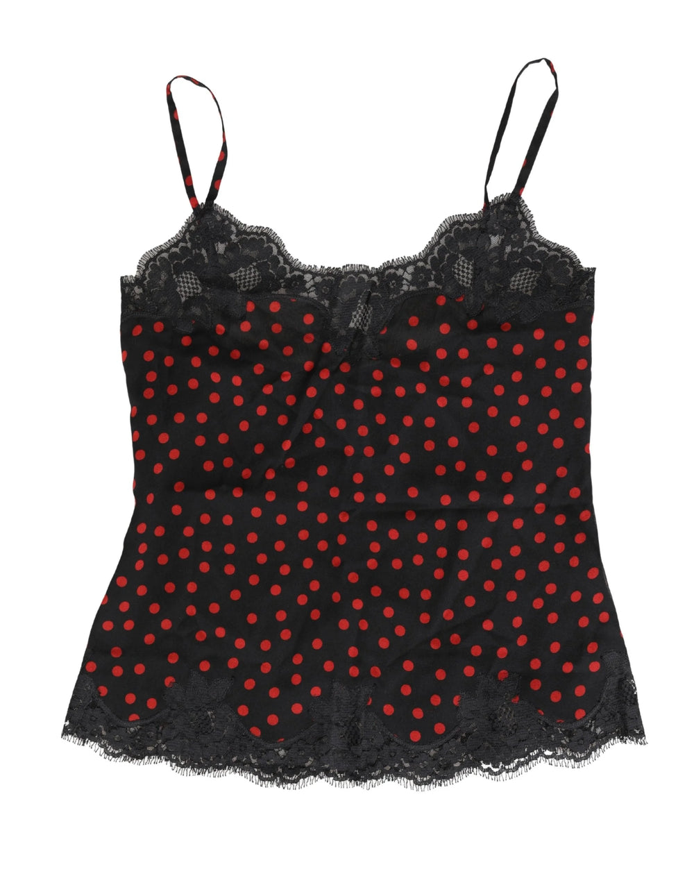 Dolce & Gabbana Black Polka dot Silk Tank Camisole Top Sleepwear - IT4 | L
