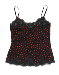 Dolce & Gabbana Black Polka dot Silk Tank Camisole Top Sleepwear - IT4 | L