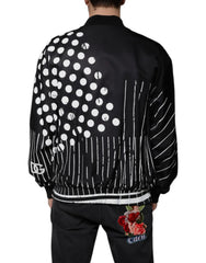 Dolce & Gabbana Black Polka Dot Stripe Nylon Bomber Jacket - IT58 | 3XL - Bomber Jackets