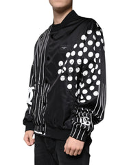 Dolce & Gabbana Black Polka Dot Stripe Nylon Bomber Jacket - IT58 | 3XL - Bomber Jackets