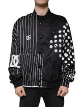 Dolce & Gabbana Black Polka Dot Stripe Nylon Bomber Jacket - IT58 | 3XL - Bomber Jackets