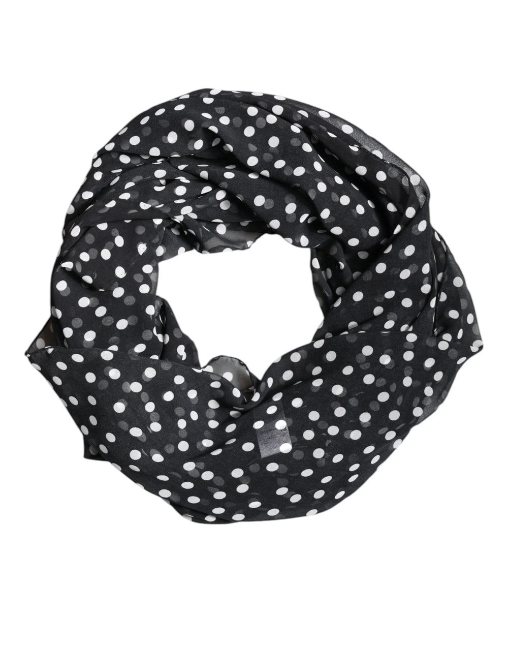 Dolce & Gabbana Black Polka Dots Polyester Wrap Shawl Scarf - Scarves & Shawls