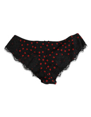 Dolce & Gabbana Black Polka Dotted Silk Low Waist Panty Underwear - Briefs