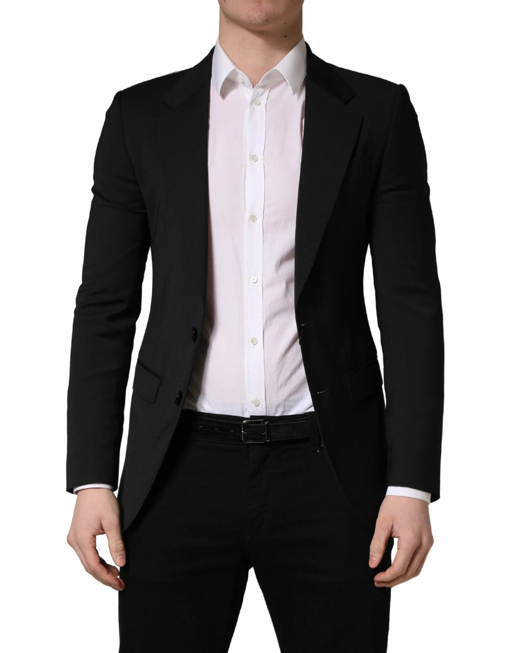 Dolce & Gabbana Black Polyester 2 Buttons Men Suit Jacket - IT44 | XS