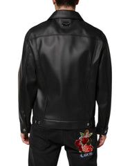 Dolce & Gabbana Black Polyester Button Down Biker Jacket - Trucker Jackets
