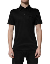 Dolce & Gabbana Black Polyester DG Logo Collared Polo T-shirt - IT44 | XS - Polos