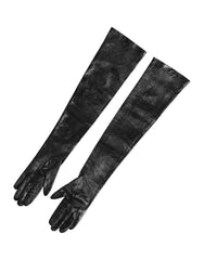 Dolce & Gabbana Black Polyester Elbow Length Mitten Gloves - 7|S - Gloves & Mittens