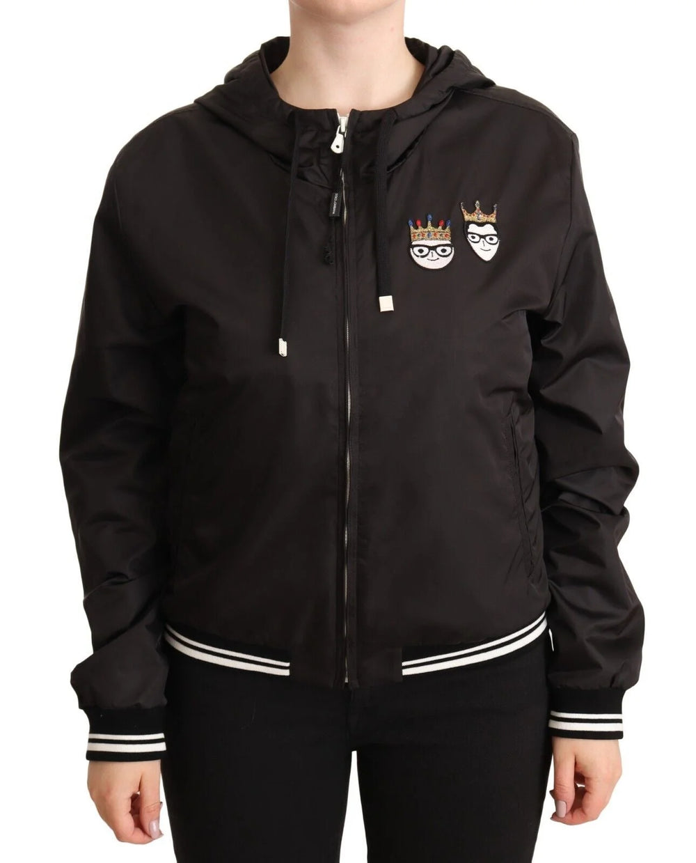 Dolce & Gabbana Black Polyester Hooded Bomber Full Zip Jacket - Bomber Jackets