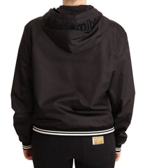 Dolce & Gabbana Black Polyester Hooded Bomber Full Zip Jacket - Bomber Jackets