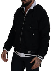 Dolce & Gabbana Black Polyester Hooded Full Zip Jacket - IT54 | XL - Bomber Jackets