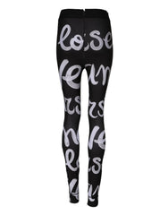 Dolce & Gabbana Black Polyester Logo Print Mid Waisted Pants - IT38 | XS - Leggings