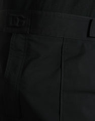 Dolce & Gabbana Black Polyester Logo Straight Pants - IT54 | XL - Trousers