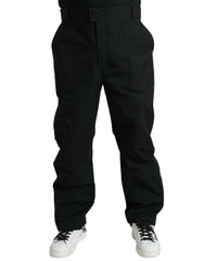 Dolce & Gabbana Black Polyester Logo Straight Pants - IT54 | XL - Trousers