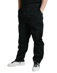 Dolce & Gabbana Black Polyester Logo Straight Pants - IT54 | XL - Trousers