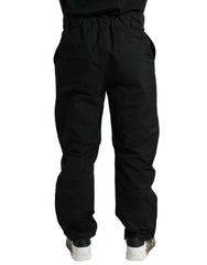 Dolce & Gabbana Black Polyester Logo Straight Pants - IT54 | XL - Trousers