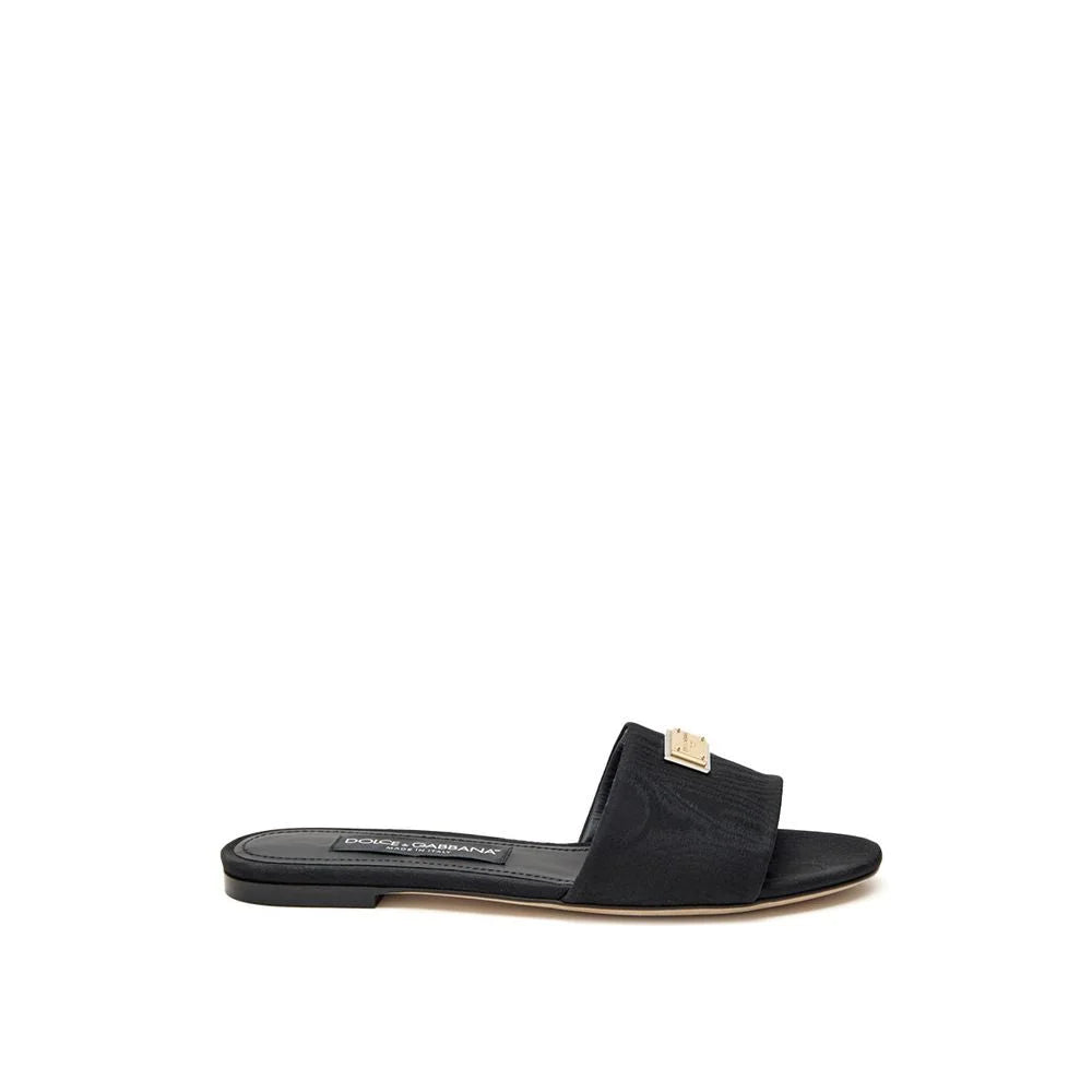 Dolce & Gabbana Black Polyester Slippers - EU37.5/US7.5