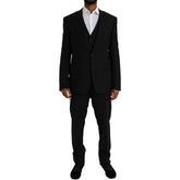 Dolce & Gabbana Black Polyester STAFF Formal 3 Piece Suit - IT54 | XL - Pant Suits