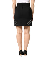 Dolce & Gabbana Black Polyester Zipper High Waist Mini Skirt - IT38 | XS