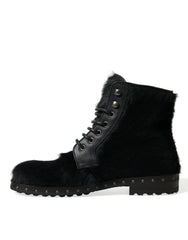 Dolce & Gabbana Black Pony Style Leather Mid Calf Boots Shoes - EU40/US7