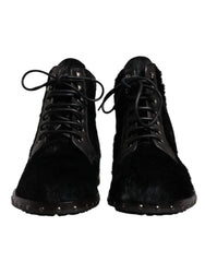 Dolce & Gabbana Black Pony Style Leather Mid Calf Boots Shoes - EU42/US9 - Boots