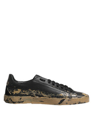 Dolce & Gabbana Black Portofino Mud Effect Low Top Sneakers Shoes - EU44/US11