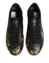 Dolce & Gabbana Black Portofino Mud Effect Low Top Sneakers Shoes - EU44/US11