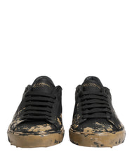 Dolce & Gabbana Black Portofino Mud Effect Low Top Sneakers Shoes - EU44/US11
