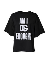 Dolce & Gabbana Black Printed Cotton Crew Neck Tee T-shirt - IT44 | L - T-Shirts