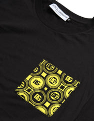 Dolce & Gabbana Black Printed Pocket Cotton Crewneck T-shirt - IT44 | XS - T-Shirts