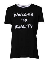 Dolce & Gabbana Black Printed Round Neck Top Cotton T-shirt - IT38 | XS - T-Shirts