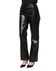 Dolce & Gabbana Black PU Leather High Waisted Trouser Pants - IT40|S