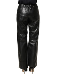 Dolce & Gabbana Black PU Leather High Waisted Trouser Pants - IT40|S