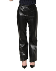 Dolce & Gabbana Black PU Leather High Waisted Trouser Pants - IT40|S