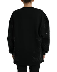 Dolce & Gabbana Black Pullover Floral Logo Applique Sweater - IT40|S - Sweaters