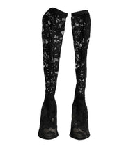 Dolce & Gabbana Black Pumps Taormina Lace Socks Boots Shoes - EU37.5/US7