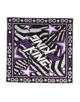 Dolce & Gabbana Black Purple DG King Cotton Foulard 51cm x 49.5cm Scarf