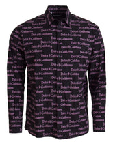 Dolce & Gabbana Black Purple Logo Slim Dress Formal Shirt - IT39 | S - Shirts
