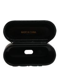 Dolce & Gabbana Black PVC Embossed Logo Flip Holder Women Airpods Case