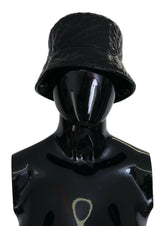 Dolce & Gabbana Black Quilted Faux Leather Women Bucket Cap Hat - 57 cm|S - Bucket Hats