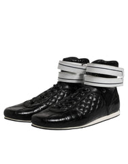 Dolce & Gabbana Black Quilted Leather Lace Up Sneakers Shoes - EU44/US11 - Sneakers