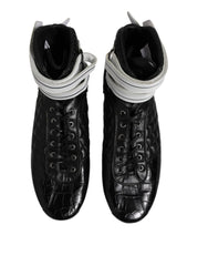 Dolce & Gabbana Black Quilted Leather Lace Up Sneakers Shoes - EU44/US11 - Sneakers