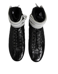 Dolce & Gabbana Black Quilted Leather Lace Up Sneakers Shoes - EU44/US11