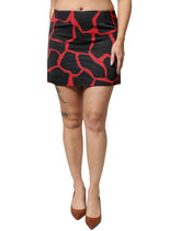 Dolce & Gabbana Black Red Abstract Mid Waist A-line Mini Skirt - IT42|M - Skirts