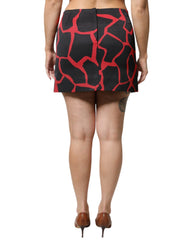 Dolce & Gabbana Black Red Abstract Mid Waist A-line Mini Skirt - IT42|M - Skirts